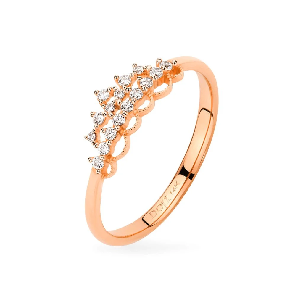 Nhẫn hồng 14K gắn đá CZ DOJI AFRK000145F3CZ1