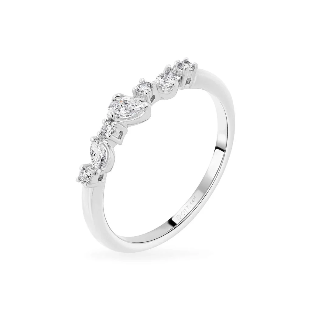Nhẫn vàng trắng 14K gắn kim cương DOJI AFRR700081F2DA1